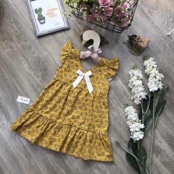 váy tay tiên nơ cổ đuôi cá size 4-8  -VT20255